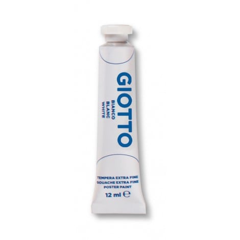 Giotto Tempera ultrafine concentrata in tubetto di alluminio, densa e coprente, diluibile con acqua, 12ml, colore bianco - F35200100 - C92FI0362