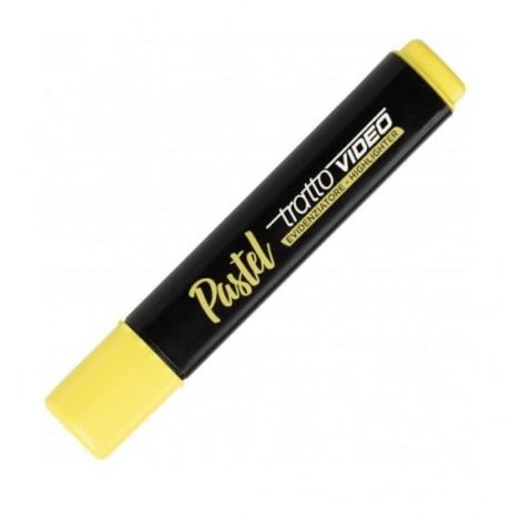 Evidenziatore TRATTO VIDEO PASTEL, punta a scalpello, inchiostro a base d`acqua, asciuga rapidamente, per uso scolastico e professionale, autoricalcante, da fotocopie e fax, tratto 5mm, colore giallo limone - F833501