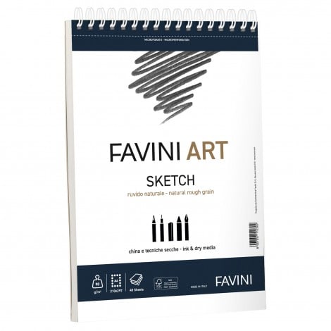 Favini Sketch Art - Album da disegno spiralato per tecniche secche, 40 fogli, 21x29,7cm, 90gr - A290454 - C92FV0595