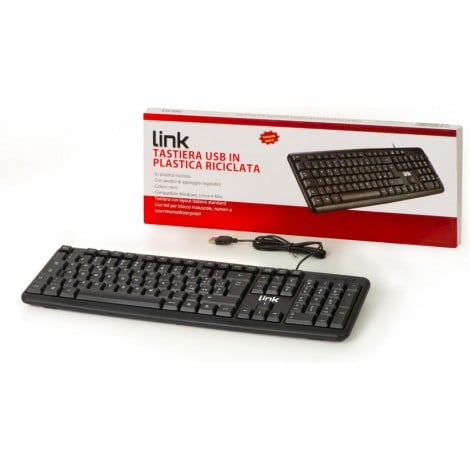 Link Tastiera italiana USB Multimedia con 108 tasti soft touch, tocco morbido. Layout standard italiano con 9 tasti per accesso facilitato alle funzioni multimediali - LKTAST02R