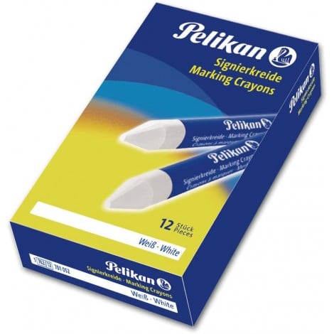 Pelikan Astuccio con 12 pastelli industriali, sono adatti per tracciare e scrivere su superfici ruvide come metallo anche sottoposto a calore, cartone, legno asciutto, tratto 2mm, colore bianco - 701052 - C92PL0093