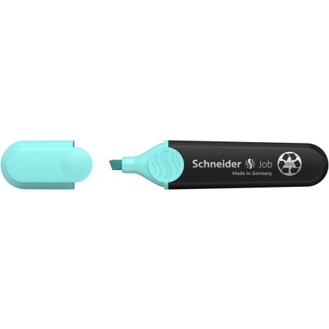 Schneider Evidenziatore JOB PPL, punta a scalpello, inchiostro a base d`acqua, colori brillanti e resistenza alla luce, cappuccio con clip, impugnatura ergonomica, per carta normale, fotocopie e fax, tratto 1-5mm, colore turchese  - P001523