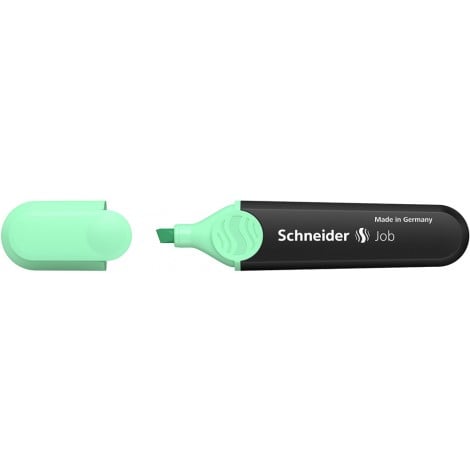 Schneider Evidenziatore JOB PPL, punta a scalpello, inchiostro a base d`acqua, colori brillanti e resistenza alla luce, cappuccio con clip, impugnatura ergonomica, per carta normale, fotocopie e fax, tratto 1-5mm, colore verde menta - P001524