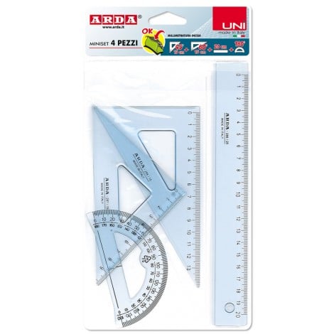 Arda Set UNI: 2 squadre, 1 riga 20cm, 1 goniometro 180° - 705