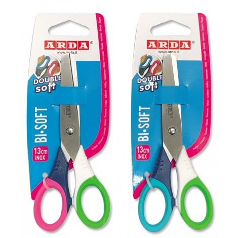 Arda Bi-Soft - Forbice 13cm con lama in acciao inox, punta arrotondata, impugnatura morbida simmetrica - 1pz - FB1308