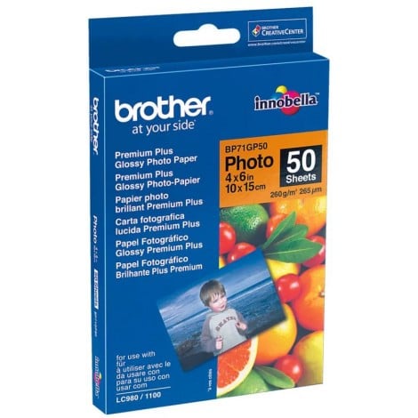 Brother Carta bianca fotografica lucida, A6, 50 fogli, 260gr - 1pz - BP71GP50