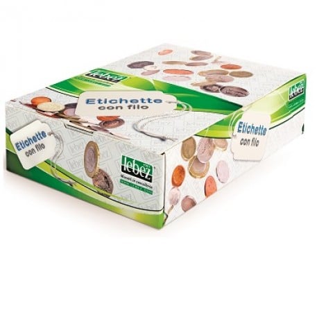 Lebez 1000 etichette con filo (7mmx19mm), colore bianco - 1pz - A383