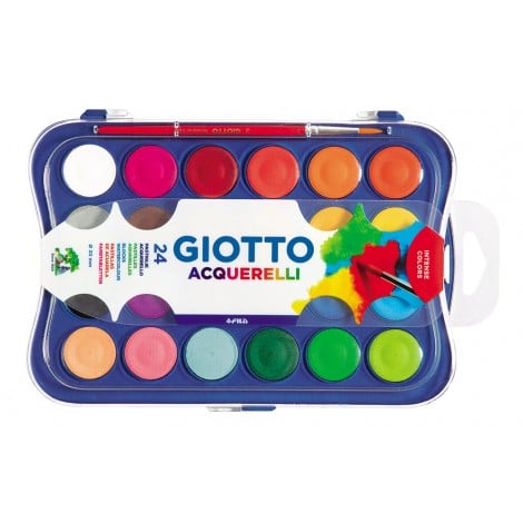 Giotto Acquerelli, pastiglie di tempera, la pittura puo` essere diluita con acqua, colori assortiti - 24pz - F352400 - C92FI0037