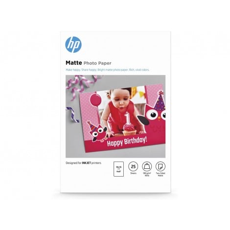 HP Carta bianca fotografica, A6, 25 fogli, 180gr - 1pz - 7HF70A