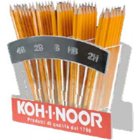 Kohinoor Espositore a ventaglio da 60 matite H1500 assortite. L`espositore contiene: 12 pz. 4B / 2B / B / HB / 2H - DHF1500-ESP60