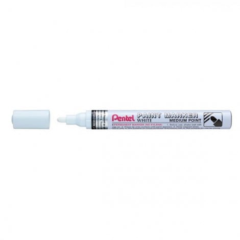 Pentel Amiko - Marcatore permanente a vernice base olio, resistente all`acqua, punta 4,5mm, tratto 2,5mm, colore bianco - Prezzo singolo, ord. minimo 12pz - MMP10-W