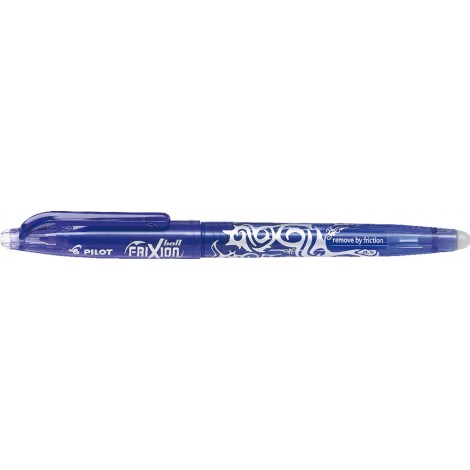 Pilot Frixion Ball - Penna a sfera ricaricabile con inchiostro termo sensibile e gomma integrata, punta 0,5mm, tratto 0,25mm, colore blu - Prezzo singolo, ord. minimo 12pz - 006839
