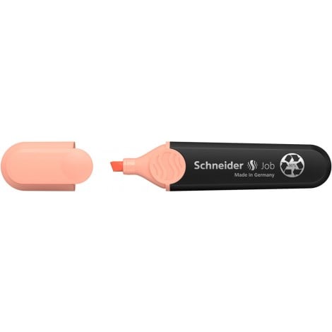 Schneider Evidenziatore JOB PPL, punta a scalpello, inchiostro a base d`acqua, colori brillanti e resistenza alla luce, cappuccio con clip, impugnatura ergonomica, per carta normale, fotocopie e fax, tratto 1-5mm, colore pesca - P001526