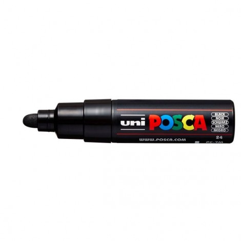 Uni Posca Paint PC17M – Marcatore permanente con inchiostro a base d`acqua pigmentato, punta 5,5mm colore nero - Prezzo singolo, ord. minimo 6pz - M PC7M N