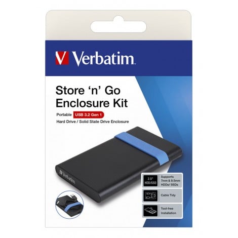 Verbatim Box esterno con interfaccia USB 3.2 Gen 1 per HDD/SSD SATA 2.5", alloggiamento in plastica e led per attivita` - 1pz - 53106
