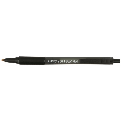 Bic Soft feel - Penna a sfera, punta da 1mm, tratto 0,32mm, colore nero - 12pz - 837397