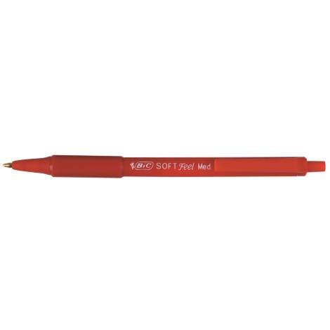 Bic Soft feel – Penna a sfera, punta da 1mm, tratto 0,32mm, colore rosso – 12pz – 837399