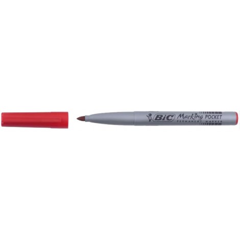 Bic Pocket 1445 – Marcatore permanente con inchiostro a base d`alcool, tratto 1,1mm, colore rosso – 12pz – 8209002
