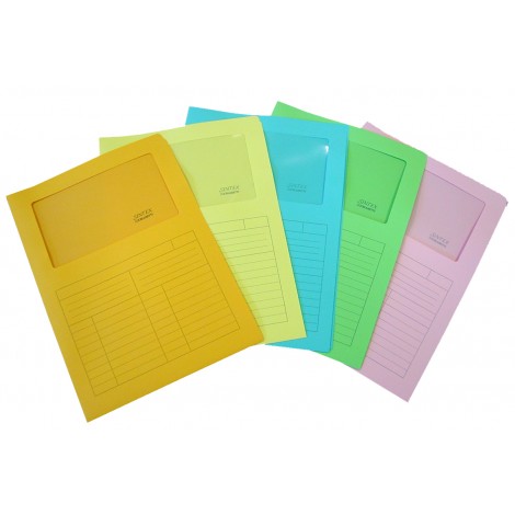 Blasetti Sintex - Cartelline a L, formato 22x31, finestra 10x17cm e stampa tabella all`esterno, cartoncino 120gr, colore rosa - 50pz - 0574