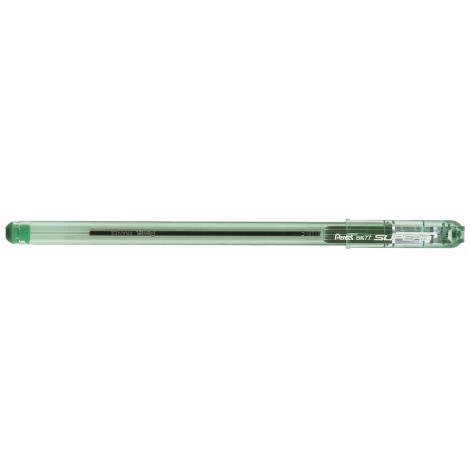 Pentel Super B - Penna a sfera con fusto trasparente, punta 0,7mm, tratto 0,27mm, colore verde - Prezzo singolo, ord. minimo 12pz - BK77-D