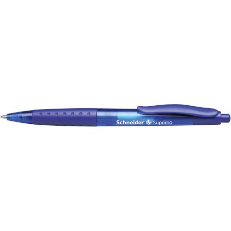 Schneider Suprimo - Penna a sfera con clip in plastica e impugnatura antiscivolo, tratto 1mm, colore blu - Prezzo singolo, ord. minimo 20pz - P135603