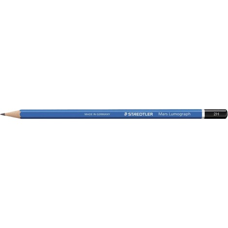 Staedtler Mars Lumograph - Matita in grafite con fusto esagonale, incredibilmente resistente alla rottura, gradazione 2H - Prezzo singolo, ord. minimo 12pz -  100-2H