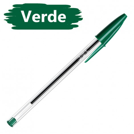 Bic Cristal Original - Penna a sfera, punta da 1mm, tratto 0,32mm, colore verde - 50pz - 8373629