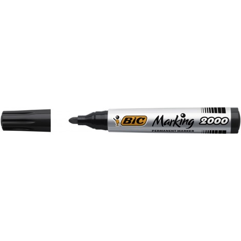 Bic Marking 2000 - Marcatore permanente con inchiostro a base d`alcool, punta 4,95mm, tratto 1,7mm, colore nero - 12pz - 8209153