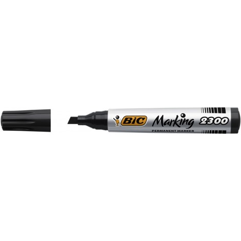 Bic 2300 - Marcatore permanente con inchiostro a base d`alcool, tratto 3,7-5,5mm, colore nero - 12pz - 8209263