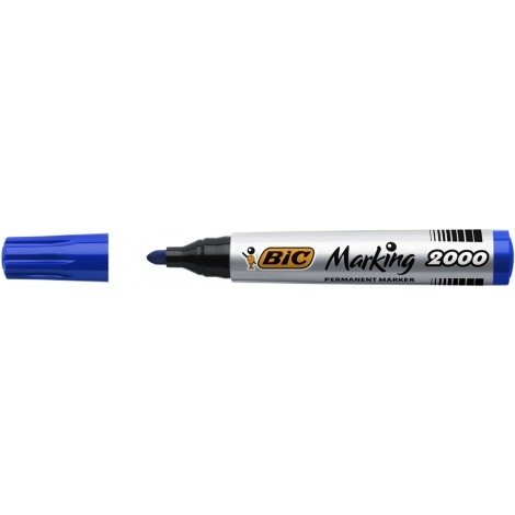 Bic Marking 2000 - Marcatore permanente con inchiostro a base d`alcool, punta 4,95mm, tratto 1,7mm, colore blu - 12pz - 8209143