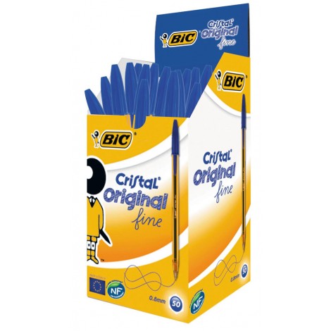 Bic Cristal Original - Penna a sfera, punta da 0,8mm, tratto 0,30mm, colore blu - 50pz - 872730