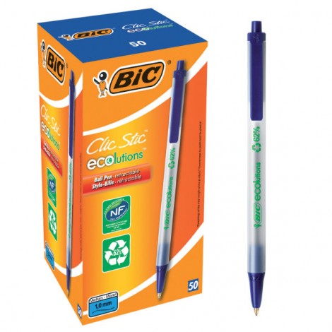 Bic ECOlutions - Penna a sfera, punta da 1mm, tratto 0,32mm, colore blu - 50pz - 8806891