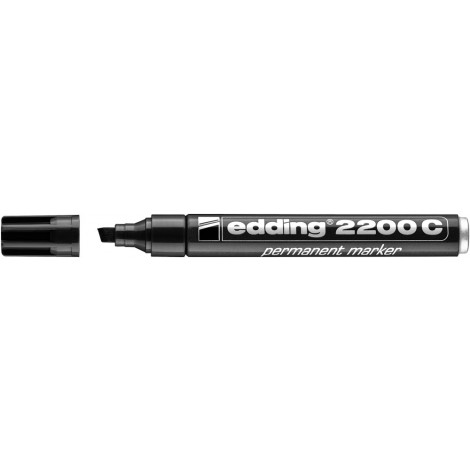 Edding 2200C - Marcatore permanente con inchiostro a base d`alcool, resistente all`acqua, tratto 1-5mm, colore nero - Prezzo singolo, ord. minimo 10pz - E-2200C 001