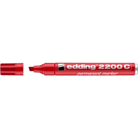 Edding 2200C -  Marcatore permanente con inchiostro a base d`alcool, resistente all`acqua, tratto 1-5mm, colore rosso - Prezzo singolo, ord. minimo 10pz - E-2200C 002