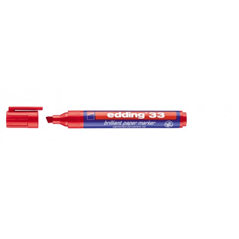 Edding 33 - Marcatore permanente con inchiostro pigmentato a base d`acqua, tratto 1-5mm, colore rosso - Prezzo singolo, ord. minimo 10pz - E-33 002