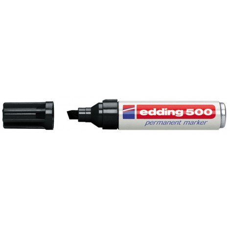 Edding 500 - Marcatore permanente con inchiostro a base d`alcool, resistente all`acqua, tratto 2-7mm, colore nero - Prezzo singolo, ord. minimo 10pz - E-500 001