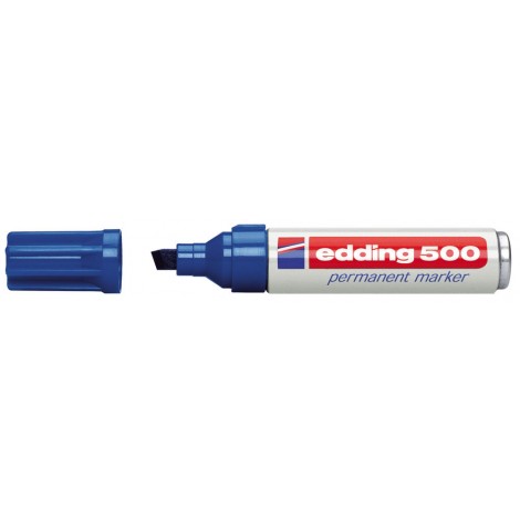 Edding 500 - Marcatore permanente con inchiostro a base d`alcool, resistente all`acqua, tratto 2-7mm, colore blu - Prezzo singolo, ord. minimo 10pz - E-500 003