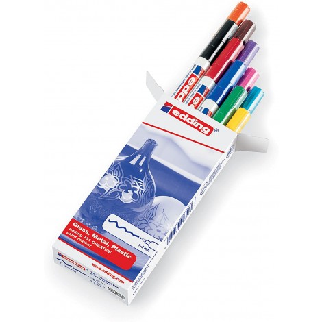Edding 751 - Marcatore permanente a vernice, altamente coprente e resistente all`acqua, tratto 1-2mm, colori assortiti  - 10pz - E-751 9-999