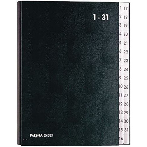 Pagna Classificatore numerico 1-31, formato A4, dorso a soffietto in tela, colore nero - P24321-04
