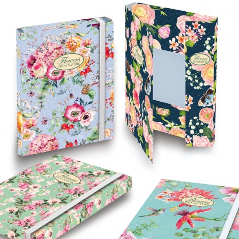 Pigna Nature flowers - Portaprogetti chiusura con elastico, dorso 3cm, colore fantasia -  Prezzo singolo, ord. minimo 6pz - 0089256D3