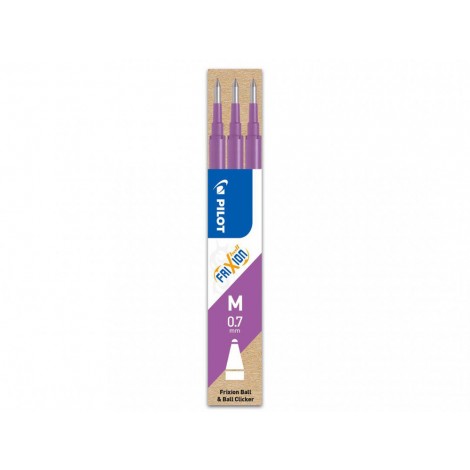 Pilot Refill per penna a sfera Frixion Ball, punta 0,7mm, tratto 0,35mm, colore viola - 3pz - 006646