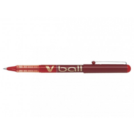 Pilot V Ball - Penna roller ad inchiostro liquido con livello d`inchiostro visibile, clip in metallo e punta 0,7mm, tratto 0,4mm, colore rosso - Prezzo singolo, ord. minimo 12pz - 011192