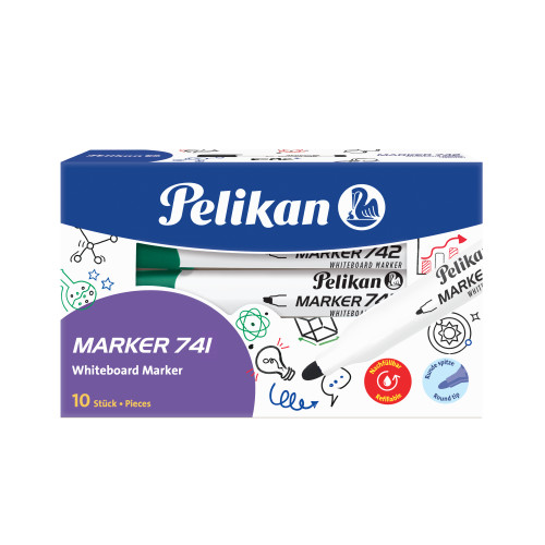 Pelikan Pennarelli per lavagna 741, colore verde, conf. da 10 pezzi - 818001