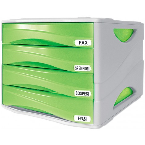 Arda Cassettiera da scrivania SMILE 4 cassetti, colore grigio/verde - TR15P4PV