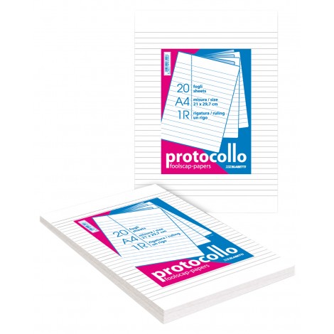 Blasetti Fogli protocollo bianchi, 20 fogli, A4, 1R - Righe, 60gr - 1pz - 1292