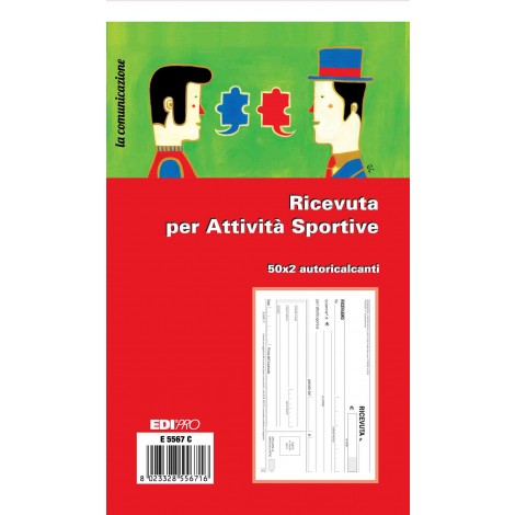 Edipro Blocco ricevuta di PAGAMENTO per attivita` sportive, 50 pagine per 2 copie, autoricalcanti, 9,9X17cm - Prezzo singolo, ord. minimo 5pz - E5567C