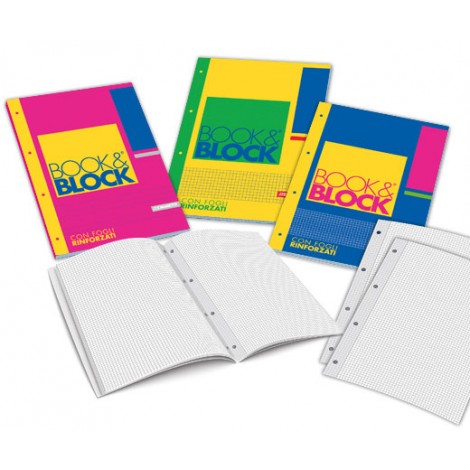Blasetti Book&Block - Blocco collato sul lato lungo, 40 fogli, copertina plastificata 200gr, 1R - Righe, 80gr - Prezzo singolo, ord. minimo 5pz - 5722