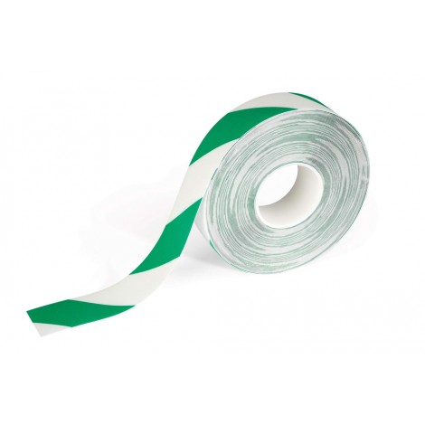 Durable Nastro adesivo bicolore per interni, resistente al passaggio dei muletti, resistenza allo scivolamento R9, 0,7mm di spessore, 50mm x 30m, colore bianco/verde  - 1726-131