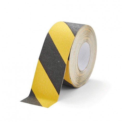 Durable Nastro antiscivolo bicolore per offrire una maggiore sicurezza su rampe e gradini, adatto sia in ambienti interni che esterni coperti, resistenza allo scivolamento R13, 75mm x 15m, colore giallo/nero  - 1085-130