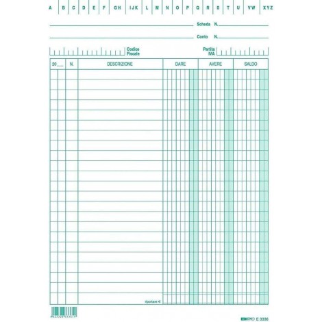 Edipro Schede a tre colonne verticale, formato 29,7x21cm, colore verde - 100pz - E3563VE